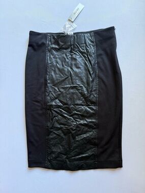 WD.NY Black Tube Top with Faux Leather Panel